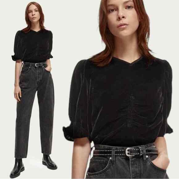 SCOTCH & SODA VELVET RUCHED TOP Size Medium - Picture 5 of 8